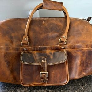 Men's Brown Leather Duffel Bag - Classic Travel Weekender